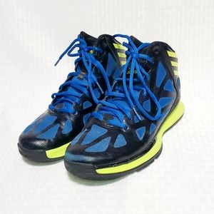 Adidas High Top Basketball Shoes Ape 779001  Size  4.5  Black Blue Neon Green